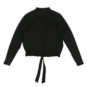 Black Women's Sweater with Tie Detail